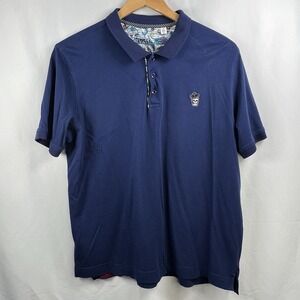 Robert Graham Polo Shirt Men's 2XL‎ Classic Blue Skull & Rose Logo Cotton Golf